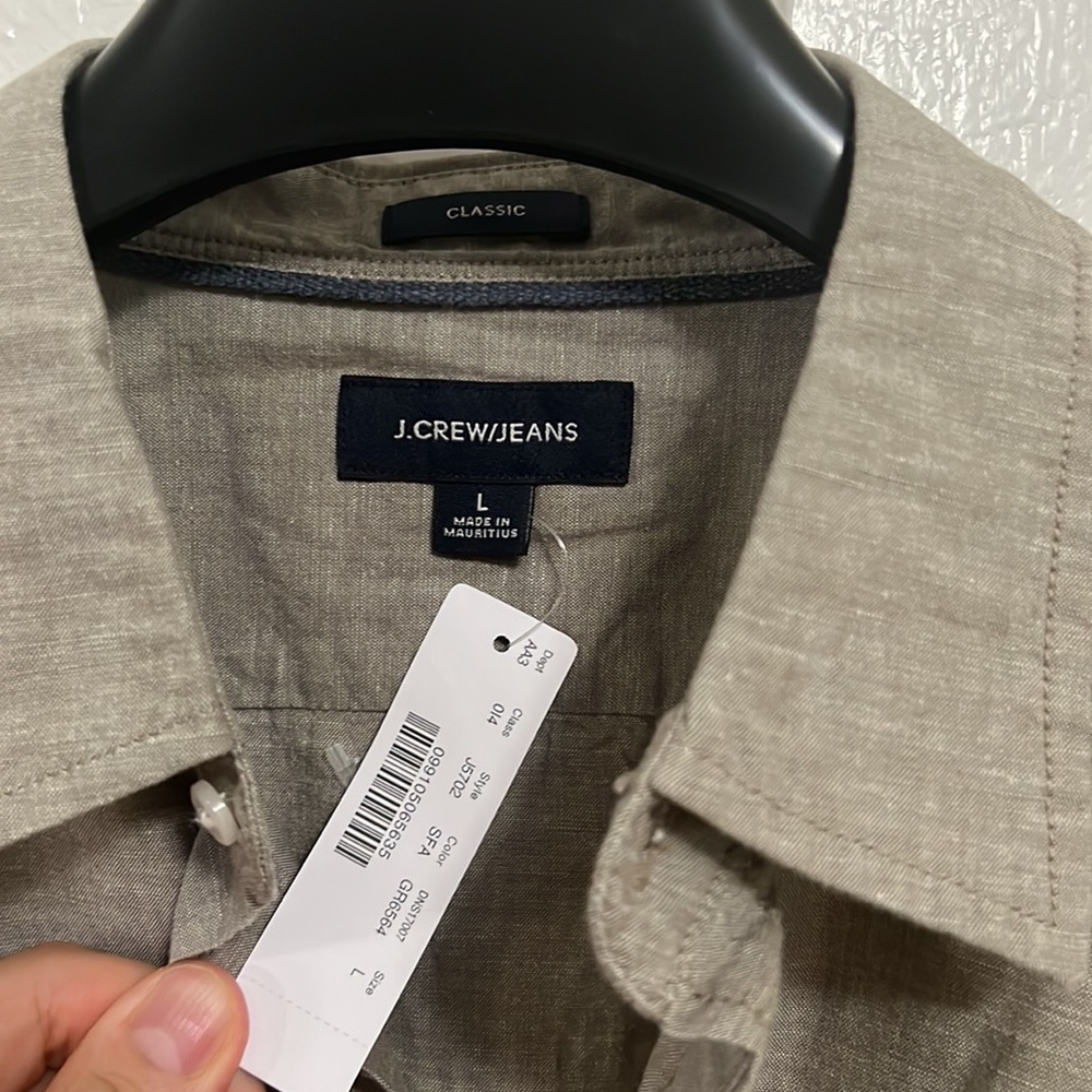 NWT JCrew Slub Poplin Cotton shirt- tan